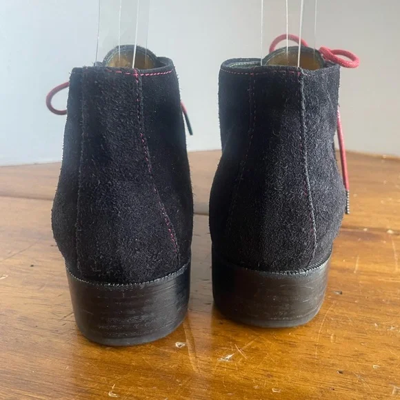 Lambertson Truex Black Suede Ankle Boots Booties Chelsea Chukka Lace up Italy 38 - Picture 6 of 11